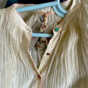 Flared top/ mini dress. Light-weight cream cotton.